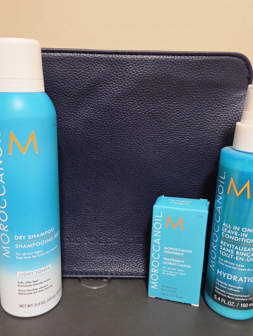 Moroccanoil Black Leather Travel Pouch